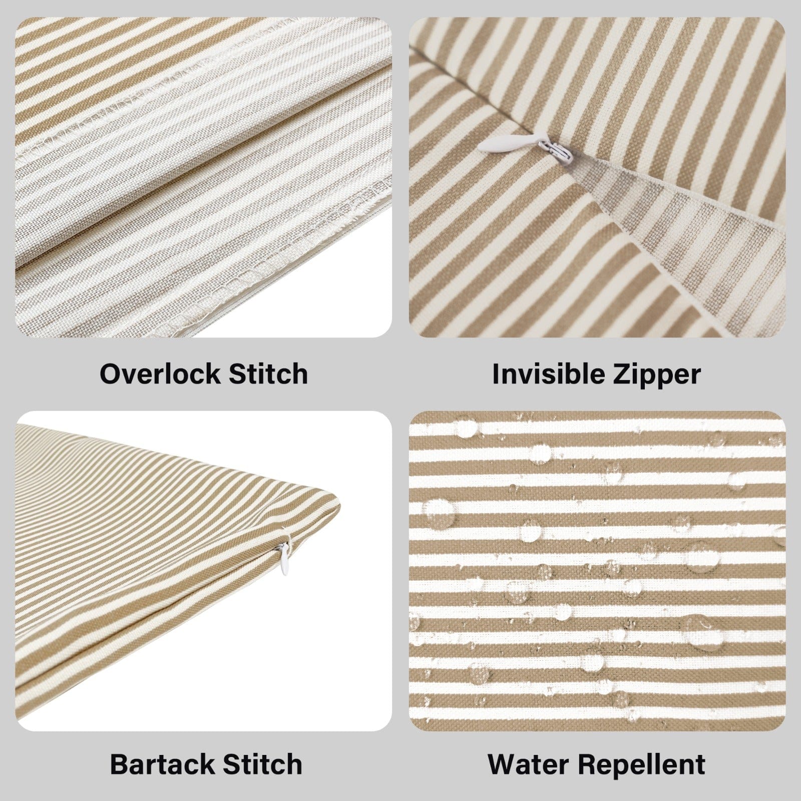 Rockin Cushions IKEA Outdoor Slipcovers 1 x Seat and 1 Pillow Cover Beige Stripe IKEA Havsten Outdoor Slipcovers